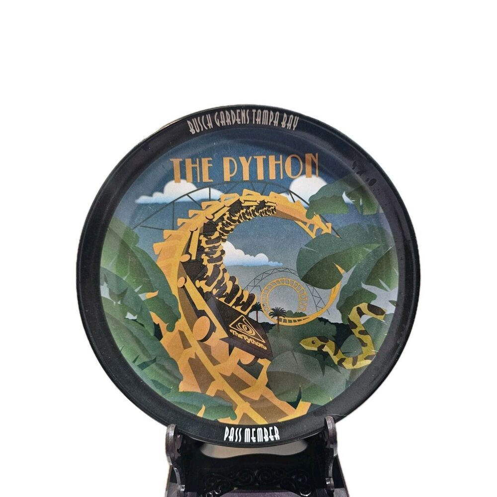 Busch Gardens Pass Member Collectible  Plate HISTORICAL PYTHON Roller  Coaster